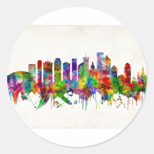 New Orleans Louisiana Skyline Ronde Sticker (Voorkant)