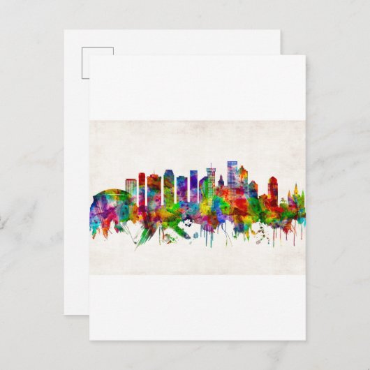 New Orleans Louisiana Skyline Uitnodiging Briefkaart (Voorkant / Achterkant)