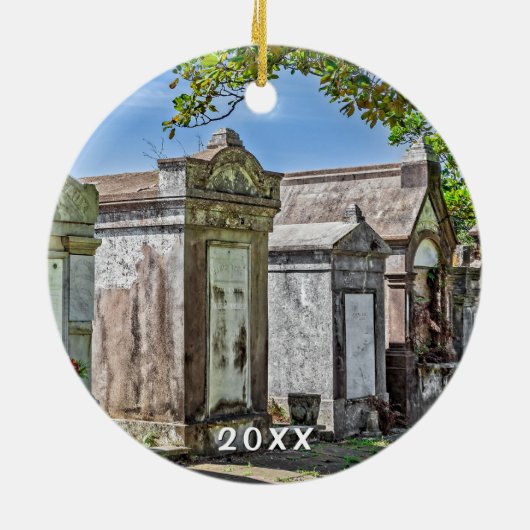 New Orleans, Louisiana, smeedijzer en begraafplaat Keramisch Ornament (Achterkant)