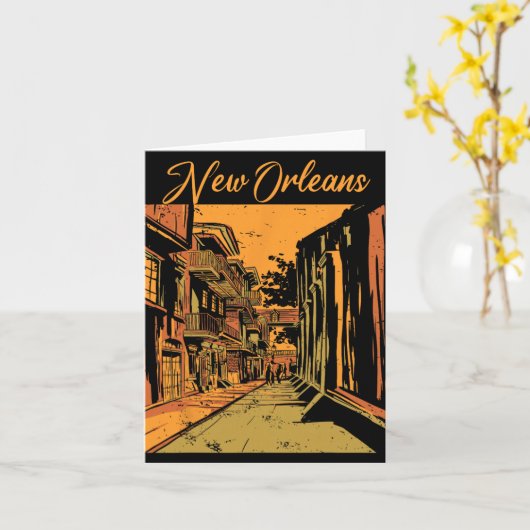 New Orleans Louisiana Souvenir Bourbon Street  Kaart (Gele Bloem)