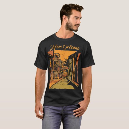 New Orleans Louisiana Souvenir Bourbon Street  T-shirt (Voorkant volledig)