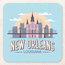New Orleans Louisiana Square Onderzetter Set