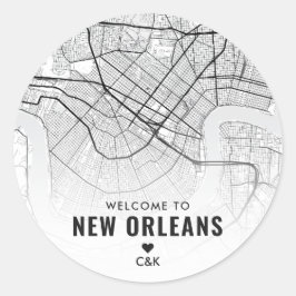 New Orleans, Louisiana Stadsplattegrond | Bruiloft Ronde Sticker