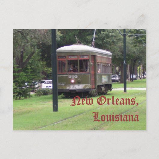 New Orleans, Louisiana Streetcar Briefkaart (Voorkant)