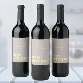 New Orleans Louisiana typografie feestje  Wijn Etiket