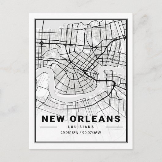 New Orleans Louisiana USA Travel City Map Briefkaart (Voorkant)