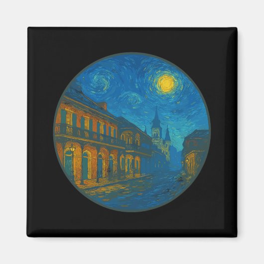 New Orleans Louisiana - Van Gogh Starry Night Styl Magneet (Voorkant)
