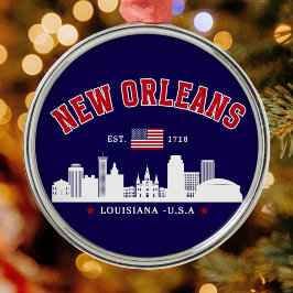 New Orleans Louisiana Vintage Skyline Metal Orname Metalen Ornament