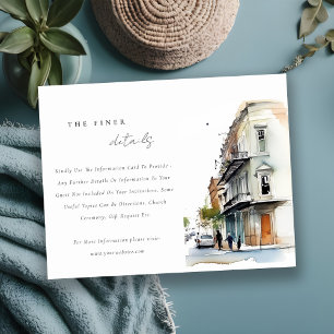 New Orleans Louisiana Waterverf huwelijksdetails Informatiekaartje