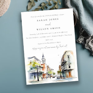 New Orleans Louisiana Waterverf Koppels Douche Kaart