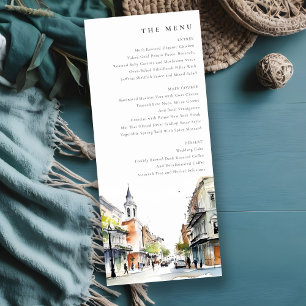 New Orleans Louisiana Waterverf Wedding Menu Kaart