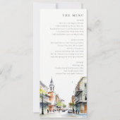 New Orleans Louisiana Waterverf Wedding Menu Kaart (Voorkant)