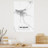 New Orleans, Louisiana (zwart op wit) Poster (Keuken)