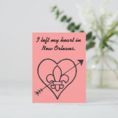 New Orleans Love Heart & Fleur De Lis Briefkaart (Staand voorkant)