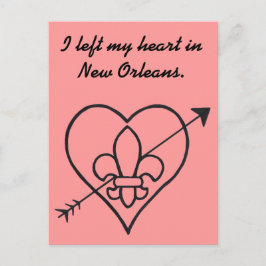 New Orleans Love Heart & Fleur De Lis Briefkaart