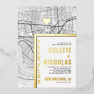 New Orleans Love Locator Stad Thema Trouwfeest Folie Uitnodiging