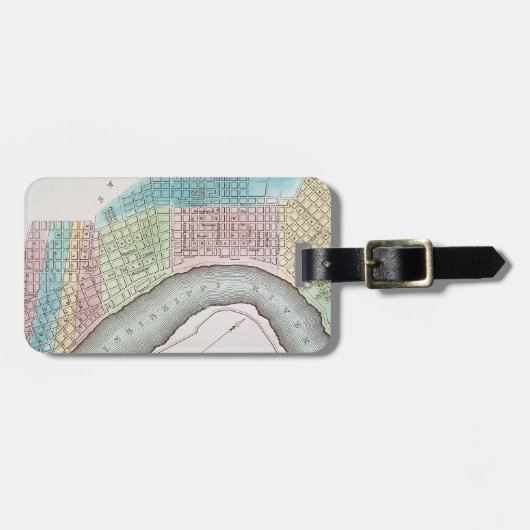 New Orleans Map, 1837 Bagagelabel (Voorkant horizontaal)