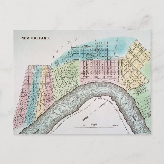 New Orleans Map, 1837 Briefkaart (Voorkant)