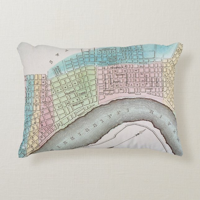 New Orleans Map, 1837 Decoratief Kussen (Voorkant)