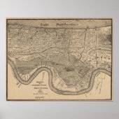 New Orleans MAp 1849 Poster (Voorkant)