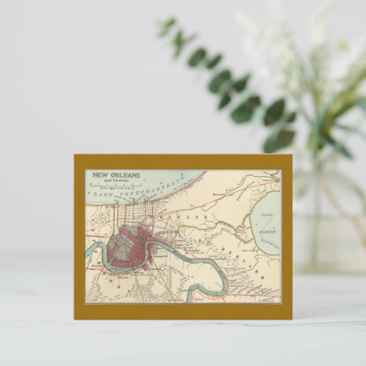New Orleans Map 1900 Briefkaart (Staand voorkant)