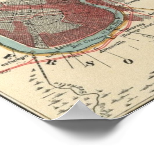 New Orleans MAp 1900 Poster (Hoek)