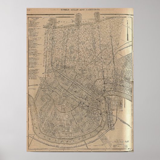 New Orleans Map 1908 Poster (Voorkant)
