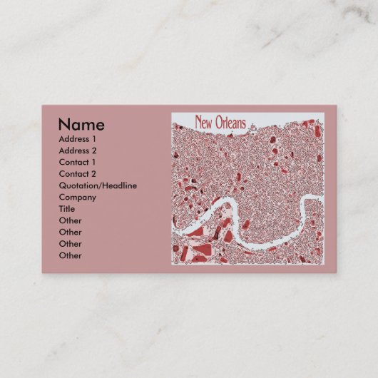 New Orleans Map Abstract Visitekaartje (Voorkant)
