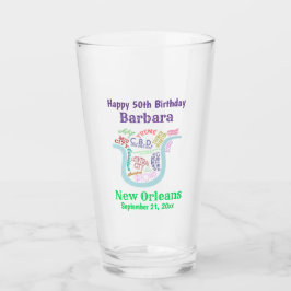 New Orleans Map Birthday Party Favor Beer Pint Glas
