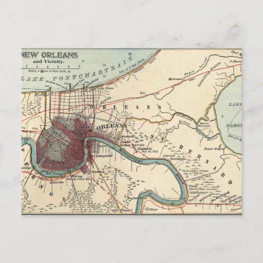 New Orleans Map Briefkaart (Voorkant)