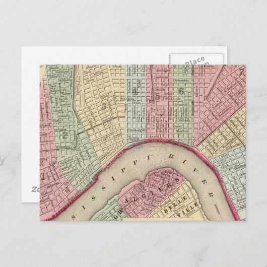 New Orleans Map door Mitchell Briefkaart (Voorkant / Achterkant)