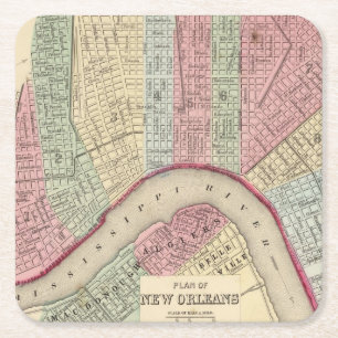New Orleans Map door Mitchell Kartonnen Onderzetters