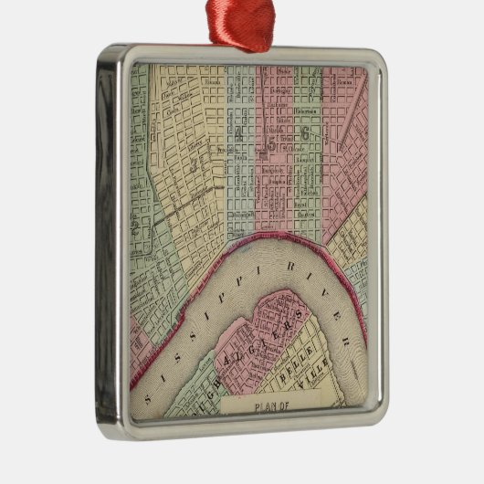 New Orleans Map door Mitchell Metalen Ornament (Rechts)