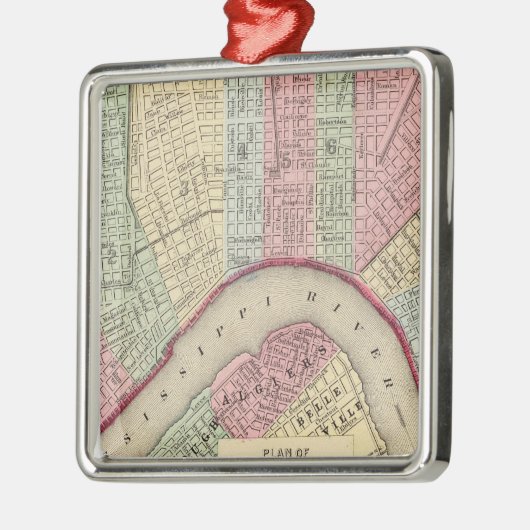 New Orleans Map door Mitchell Metalen Ornament (Links)