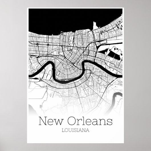 New Orleans Map - Louisiana - City Map Poster (Voorkant)