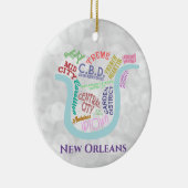 New Orleans Map Nola Word Typografie Kerstmis Keramisch Ornament (Rechts)