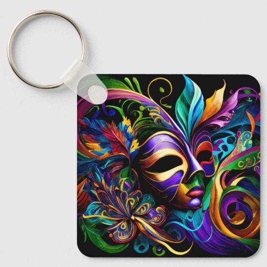 New Orleans Mardi Gras Art Sleutelhanger (Voorkant)