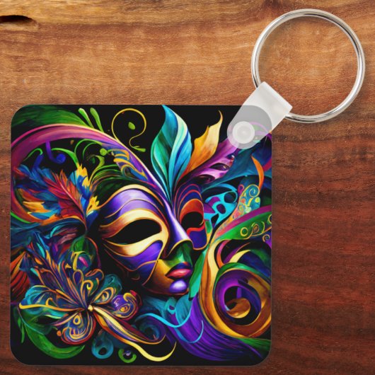 New Orleans Mardi Gras Art Sleutelhanger (Achterkant)