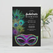 New Orleans Mardi Gras Bachelorette Party Uitnodig Kaart (Staand voorkant)