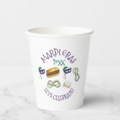 New Orleans Mardi Gras Beignet beheert Masker PoBo Papieren Bekers (Voorkant)
