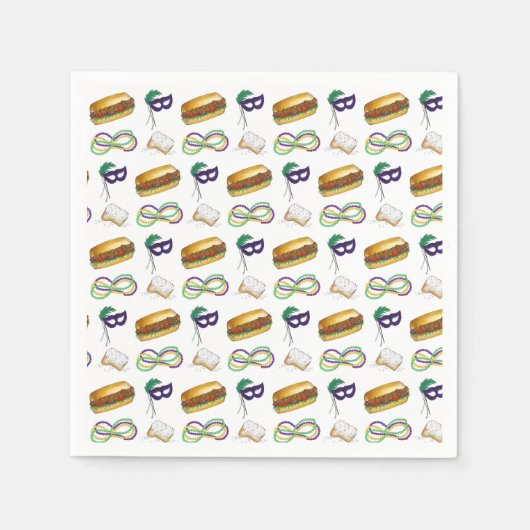 New Orleans Mardi Gras Beignet beheert Masker PoBo Servet (Voorkant)