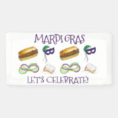 New Orleans Mardi Gras Beignet beheert Masker PoBo Spandoek (Horizontaal)