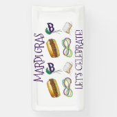 New Orleans Mardi Gras Beignet beheert Masker PoBo Spandoek (Verticaal)