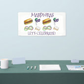 New Orleans Mardi Gras Beignet beheert Masker PoBo Spandoek (Beurs)