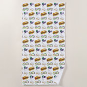 New Orleans Mardi Gras Beignet beheert Masker PoBo Strandlaken (Voorkant)