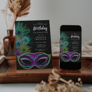 New Orleans Mardi Gras Birthday Party Invitation Kaart