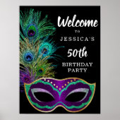 New Orleans Mardi Gras Birthday Party Welkomstteke Poster (Voorkant)