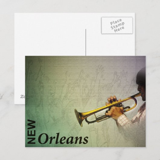 New Orleans Mardi Gras en Jazz Photomanipulation Briefkaart (Voorkant / Achterkant)