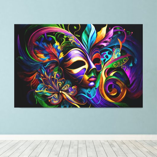 New Orleans, Mardi Gras, Fat Tuesday, NOLA Canvas Afdruk (Insitu (Houten vloer))
