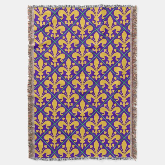 New Orleans Mardi Gras Fleur de Lis Deken (Voorkant Verticaal)